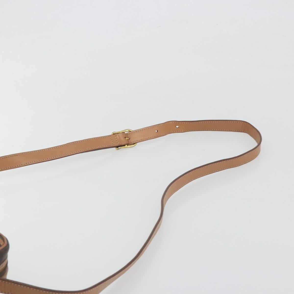 CELINE Macadam Canvas Shoulder Bag PVC Leather Brown Gold Auth ka5720A