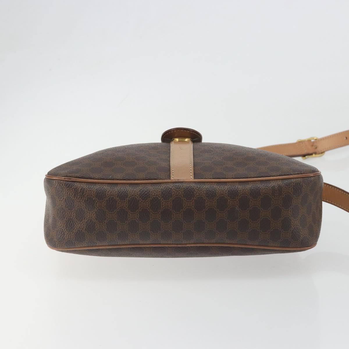 CELINE Macadam Canvas Shoulder Bag PVC Leather Brown Gold Auth ka5720A