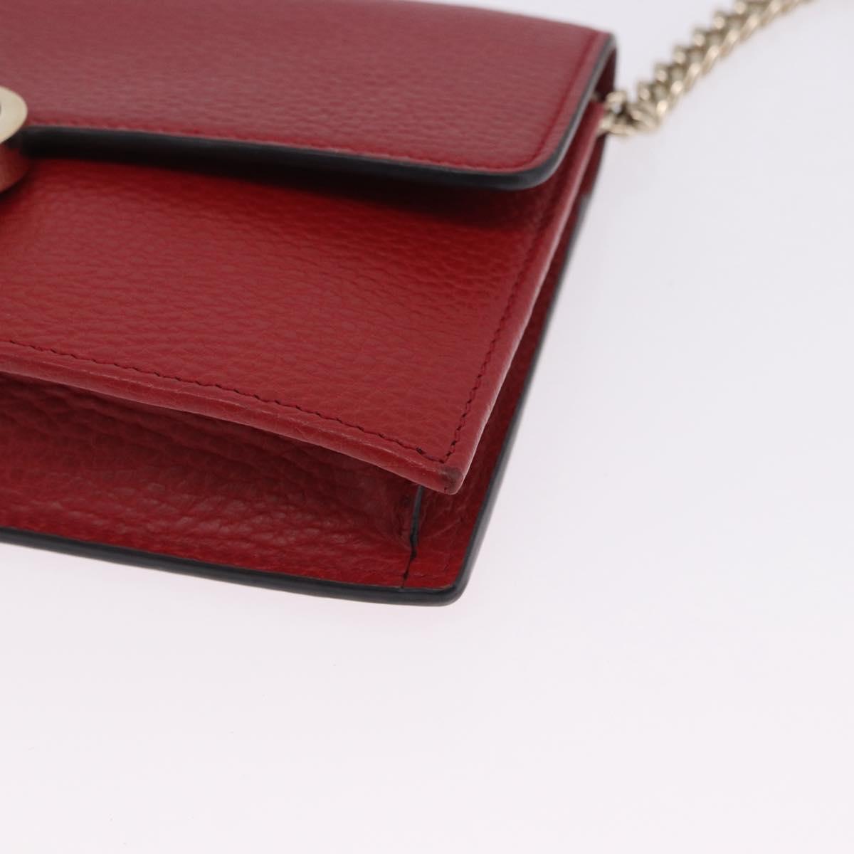 GUCCI Chain Shoulder Wallet Leather Red Gold 510314 Auth ka5723A