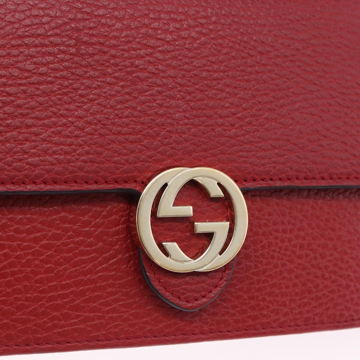 GUCCI Chain Shoulder Wallet Leather Red Gold 510314 Auth ka5723A