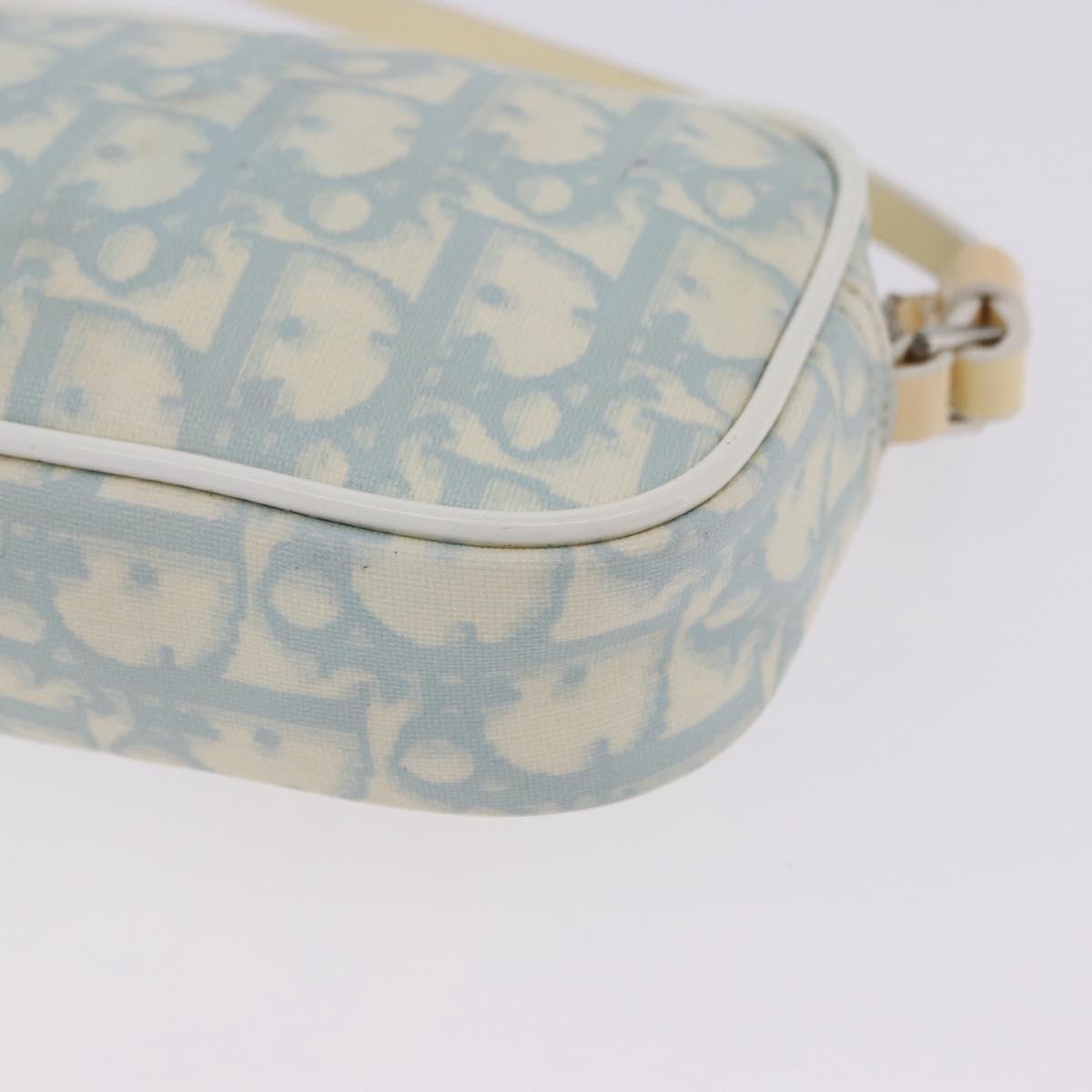 Christian Dior Trotter Canvas Hand Pouch PVC Light Blue Silver Auth ka5724A