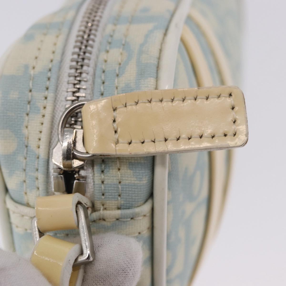 Christian Dior Trotter Canvas Hand Pouch PVC Light Blue Silver Auth ka5724A