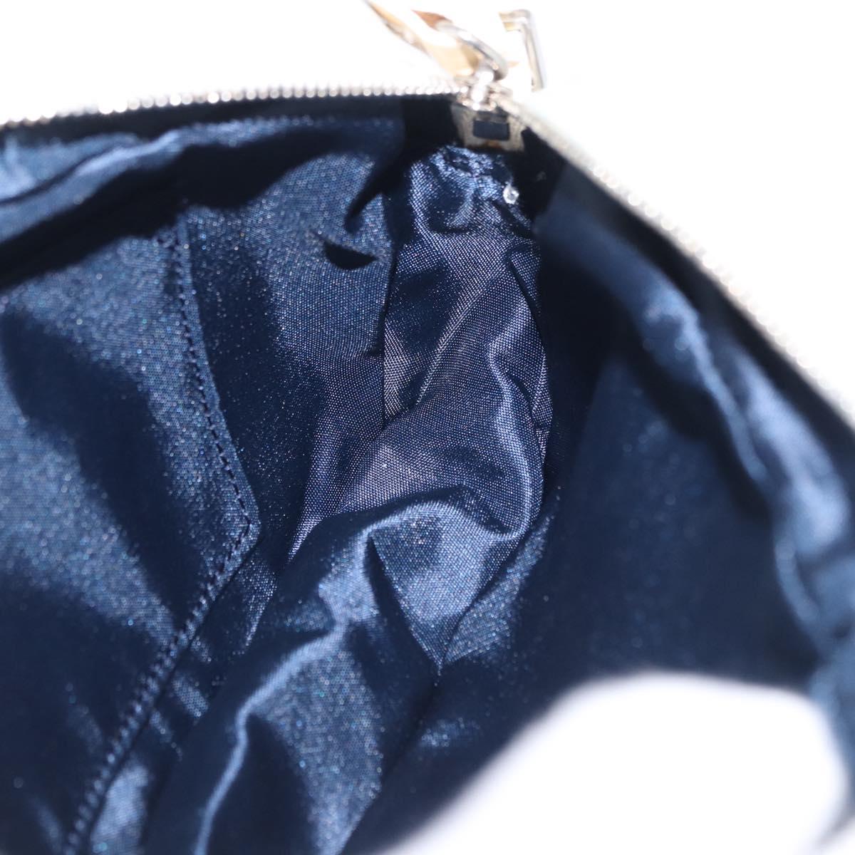Christian Dior Trotter Canvas Hand Pouch PVC Light Blue Silver Auth ka5724A