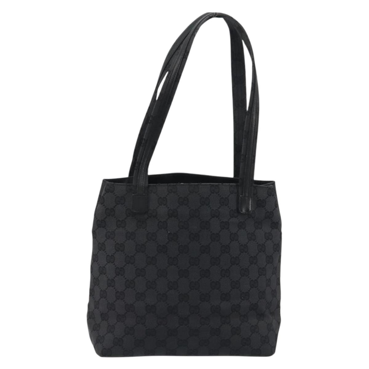 GUCCI GG Canvas Tote Bag Black Silver 002 1076 2684 Auth ka5725