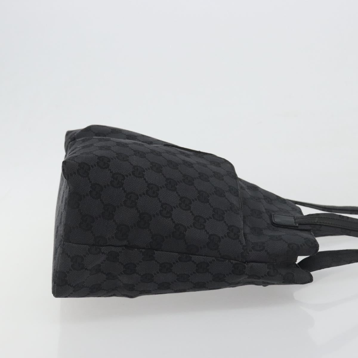 GUCCI GG Canvas Tote Bag Black Silver 002 1076 2684 Auth ka5725
