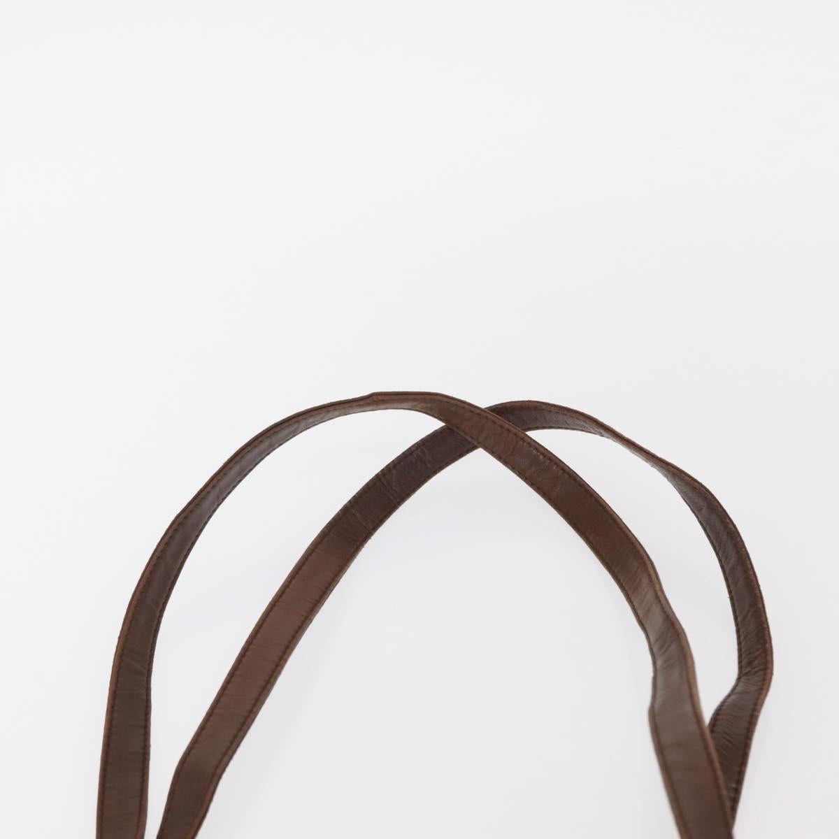 LOEWE Anagram Shoulder Bag Leather Brown Gold Auth ka573