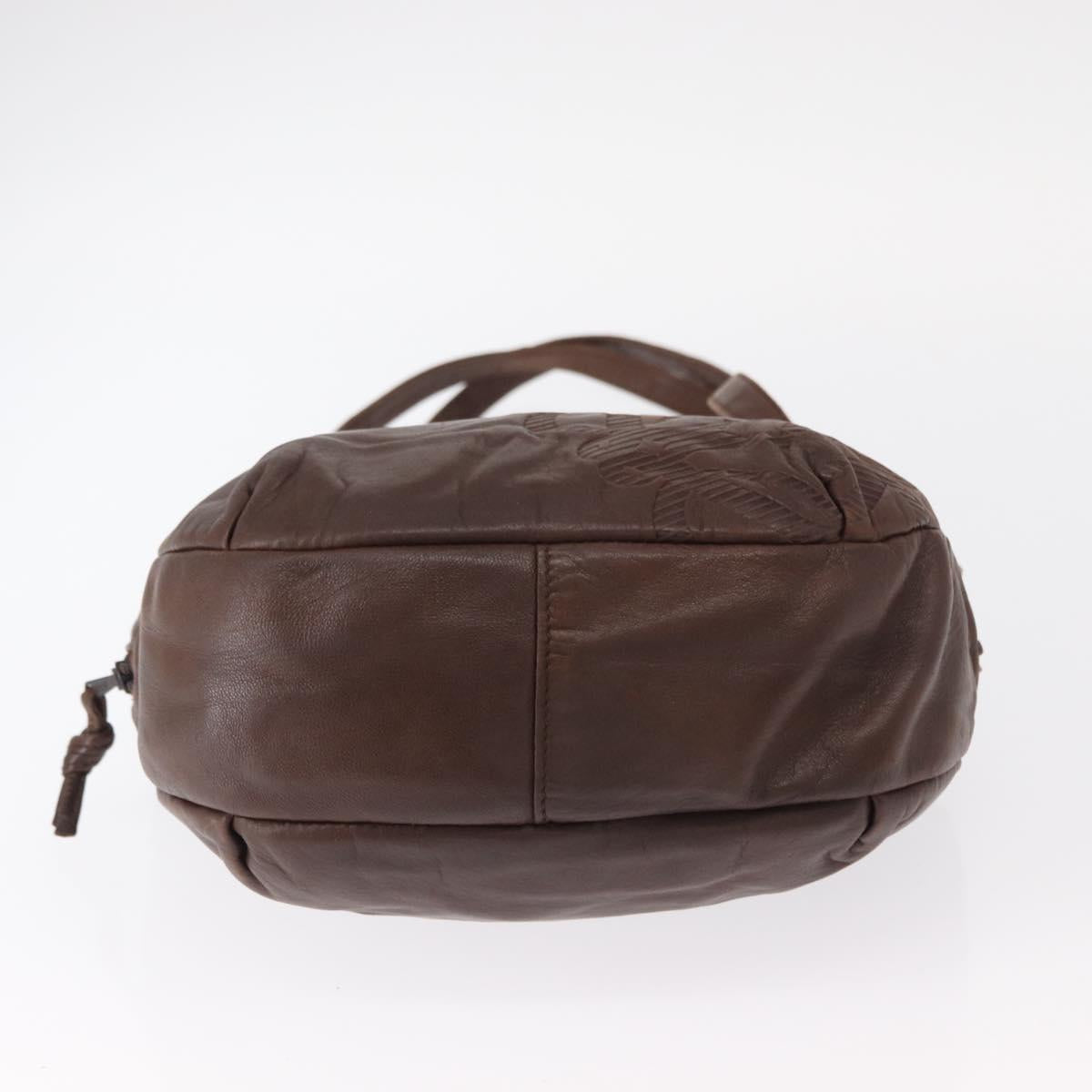 LOEWE Anagram Shoulder Bag Leather Brown Gold Auth ka573