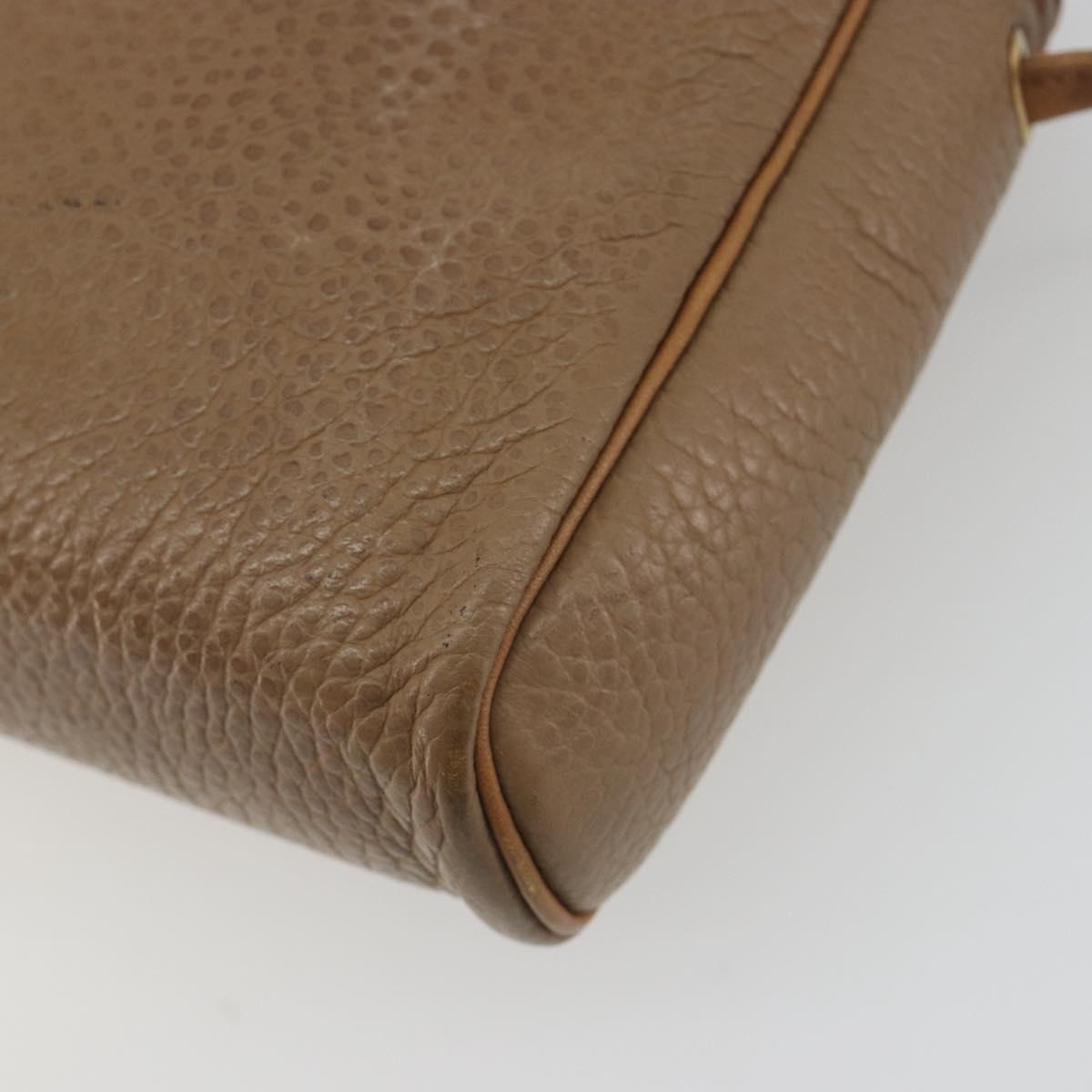 Christian Dior Shoulder Bag Leather Beige Gold Auth ka5732