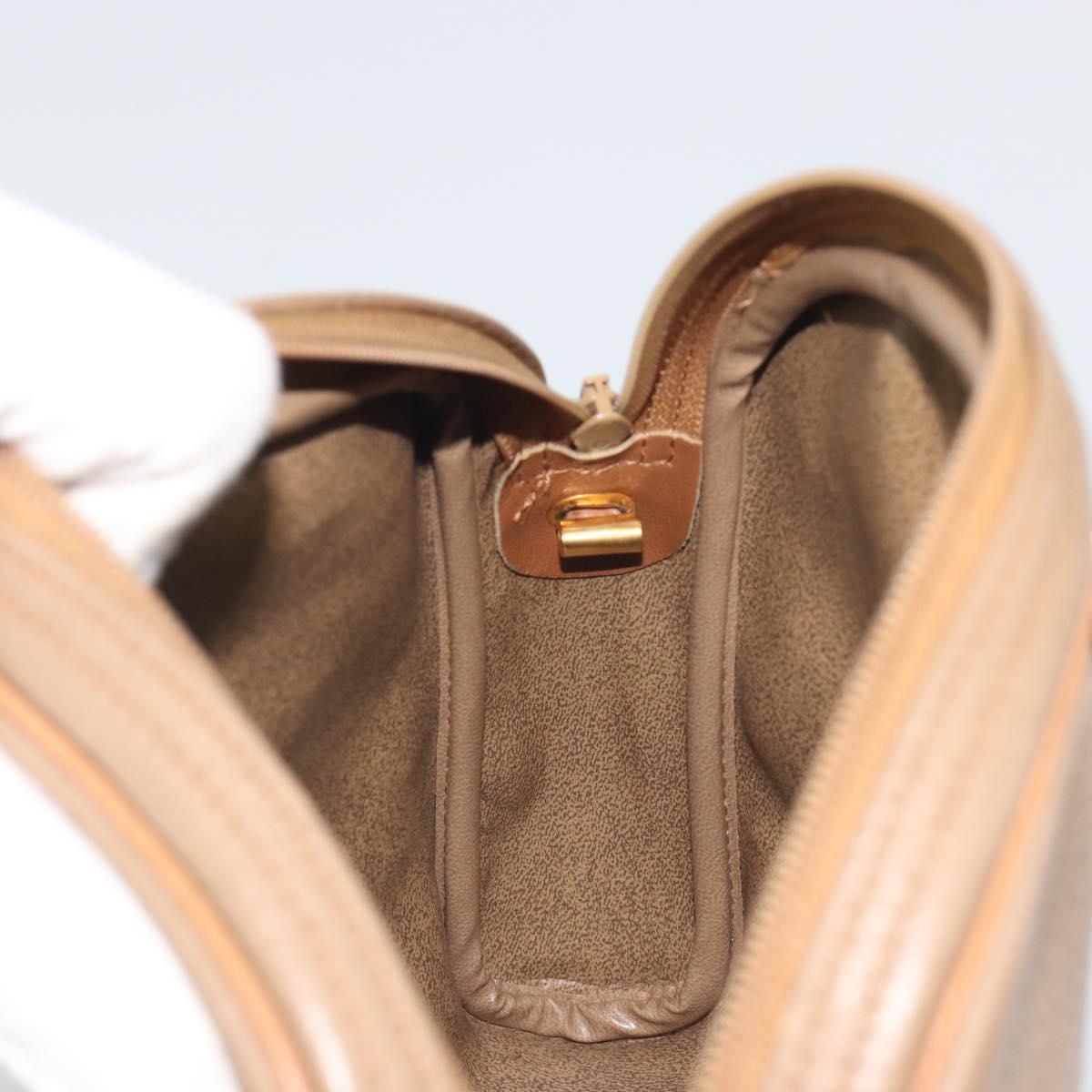 Christian Dior Shoulder Bag Leather Beige Gold Auth ka5732