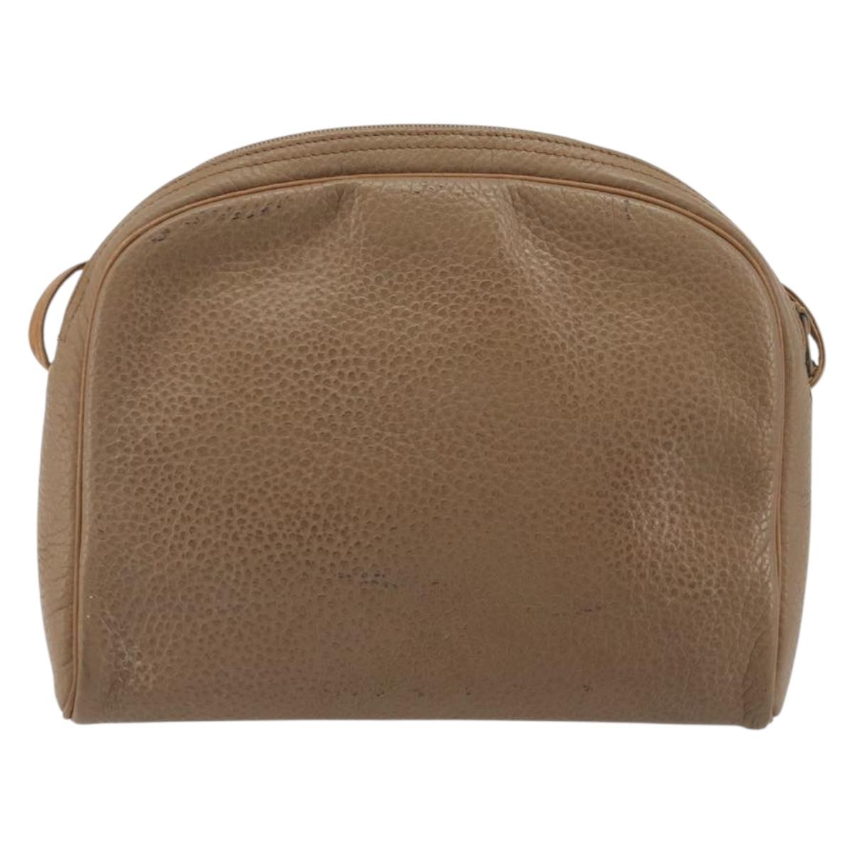 Christian Dior Shoulder Bag Leather Beige Gold Auth ka5732