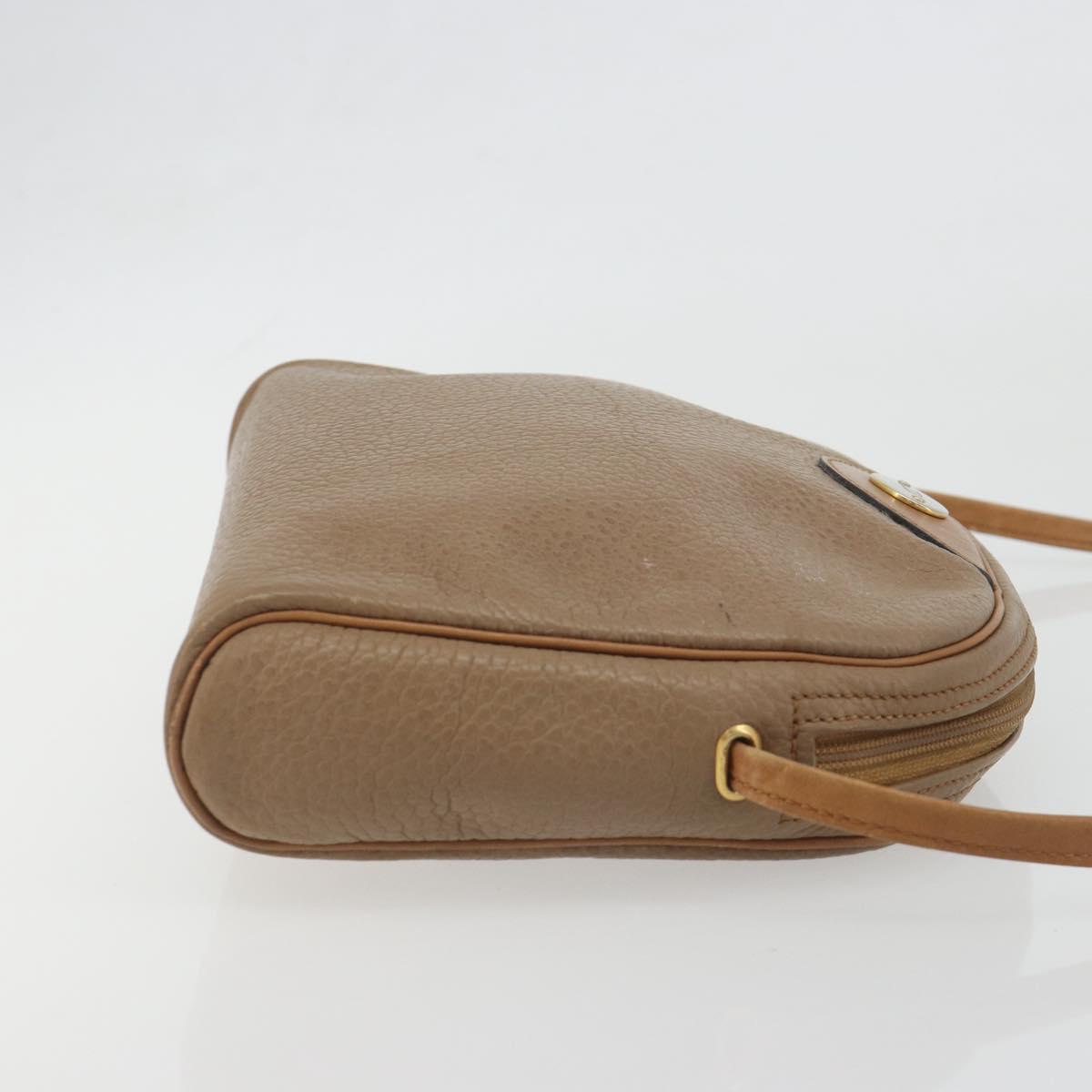 Christian Dior Shoulder Bag Leather Beige Gold Auth ka5732