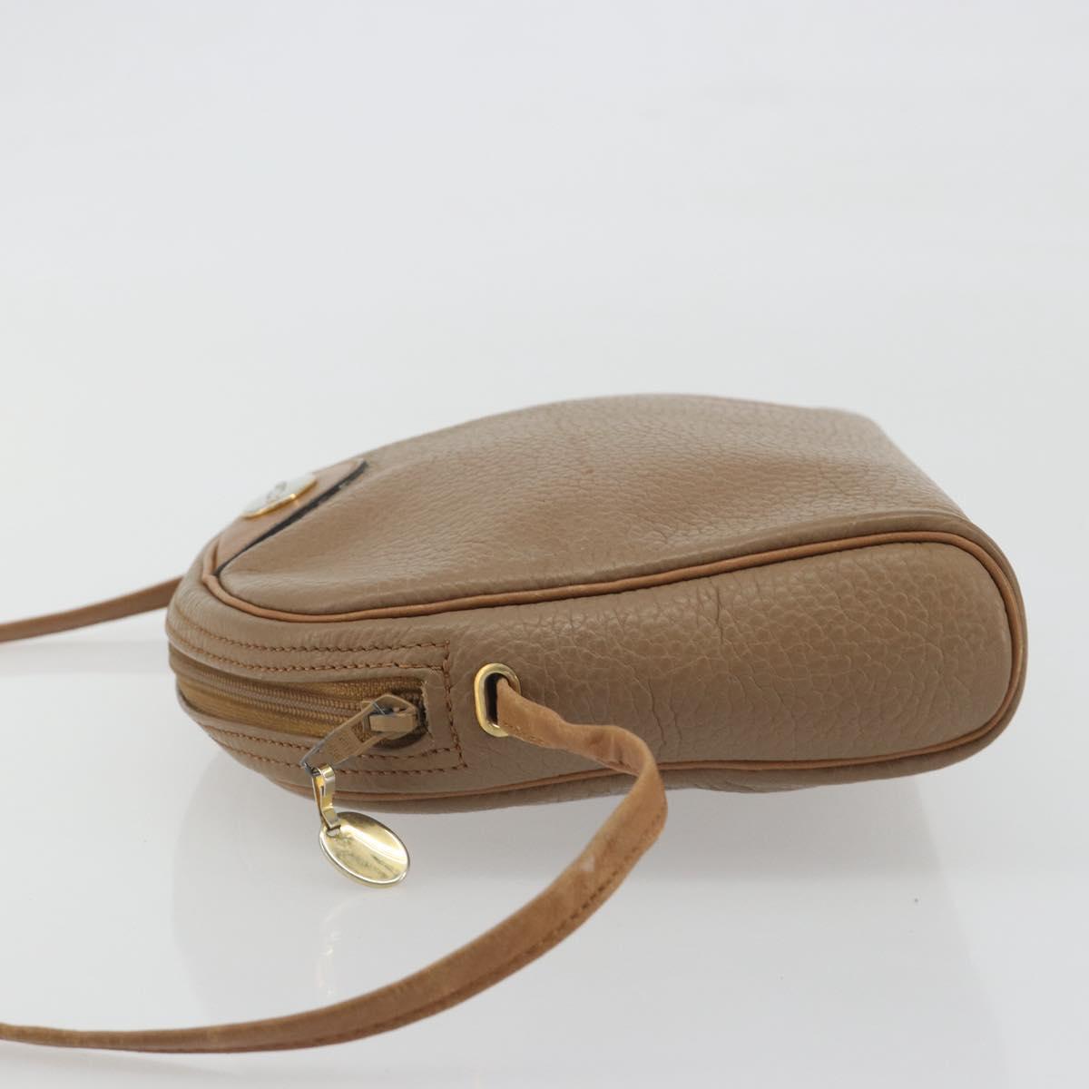 Christian Dior Shoulder Bag Leather Beige Gold Auth ka5732