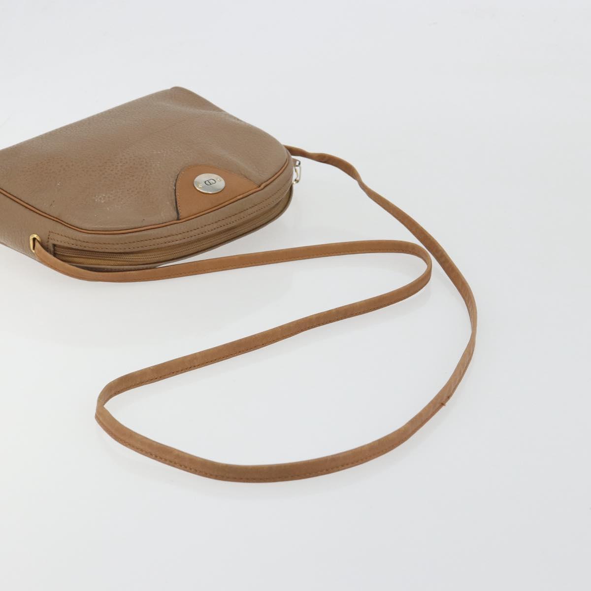 Christian Dior Shoulder Bag Leather Beige Gold Auth ka5732