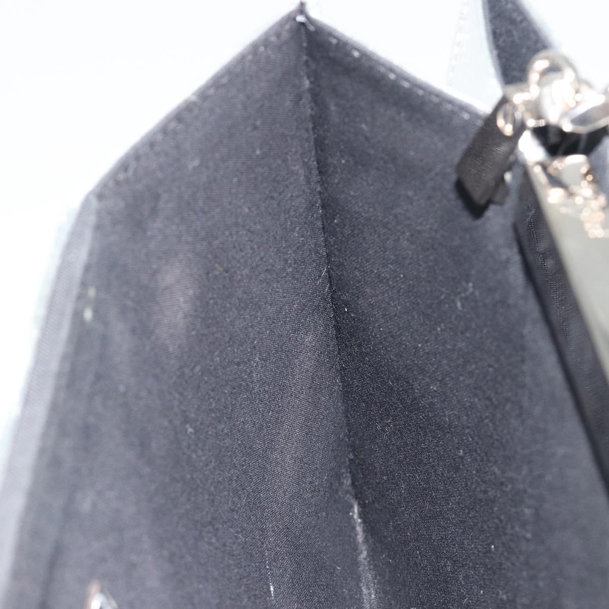 FENDI Chain Hand Bag Leather Silver Auth ka5733A
