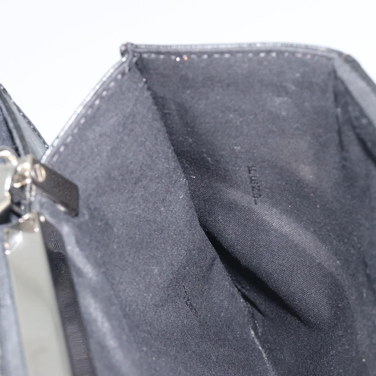 FENDI Chain Hand Bag Leather Silver Auth ka5733A