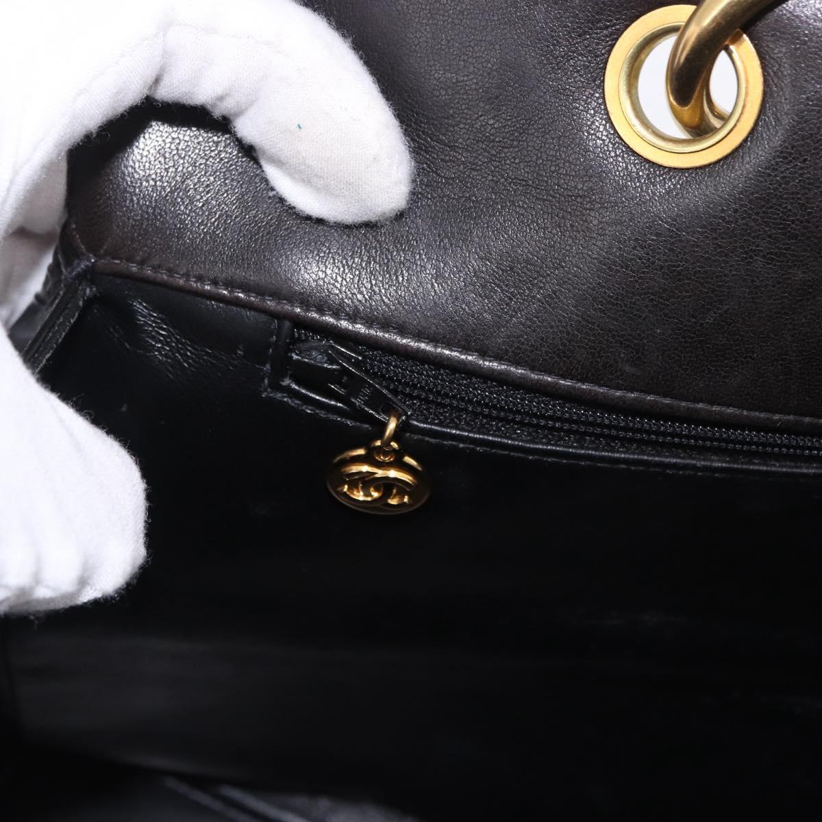 CHANEL Matelasse Chain Hand Bag Patent leather Black Gold CC Auth ka5737