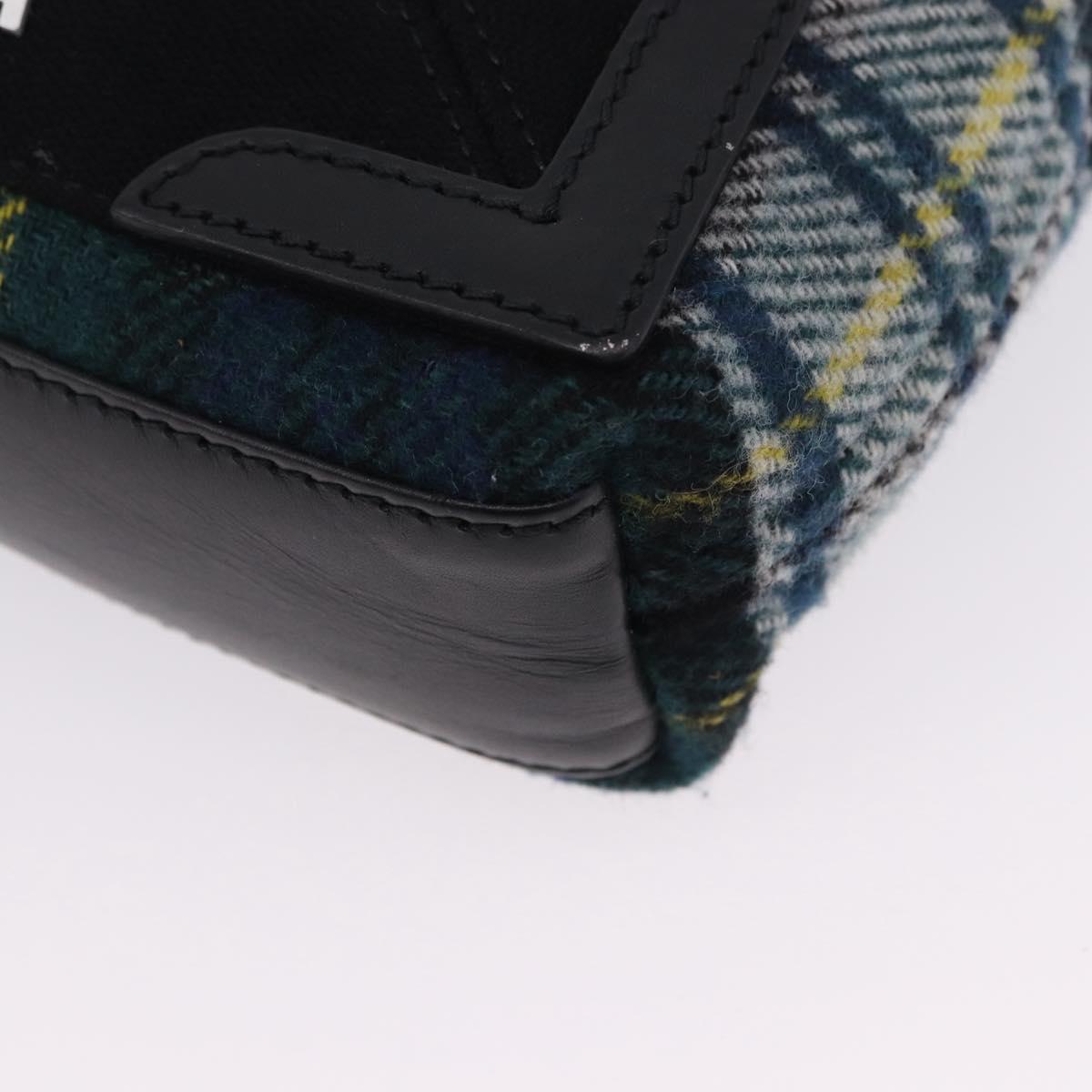 BALENCIAGA Cabas XS Tote Bag Wool 2way Green Silver 390346 Auth ka5745A
