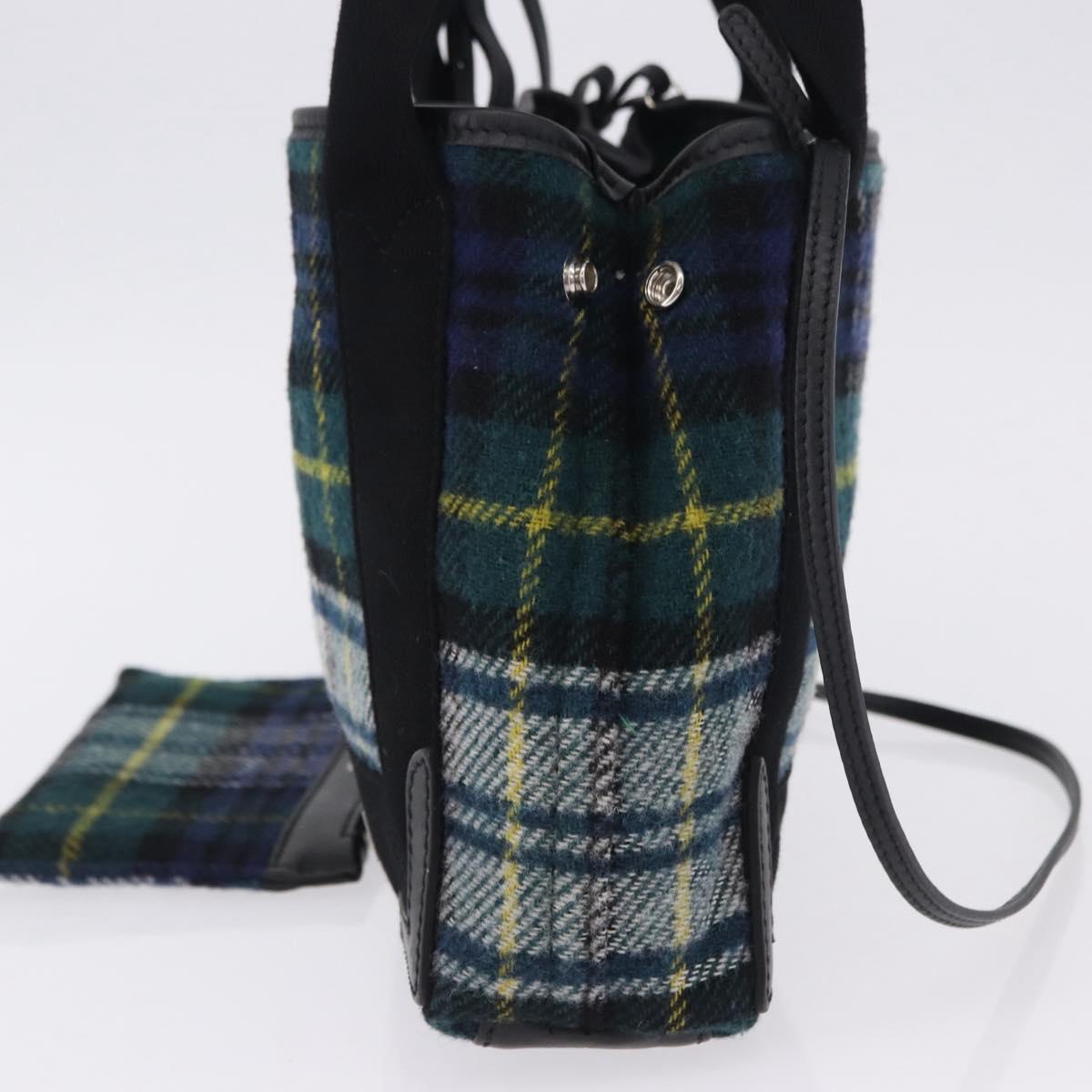 BALENCIAGA Cabas XS Tote Bag Wool 2way Green Silver 390346 Auth ka5745A