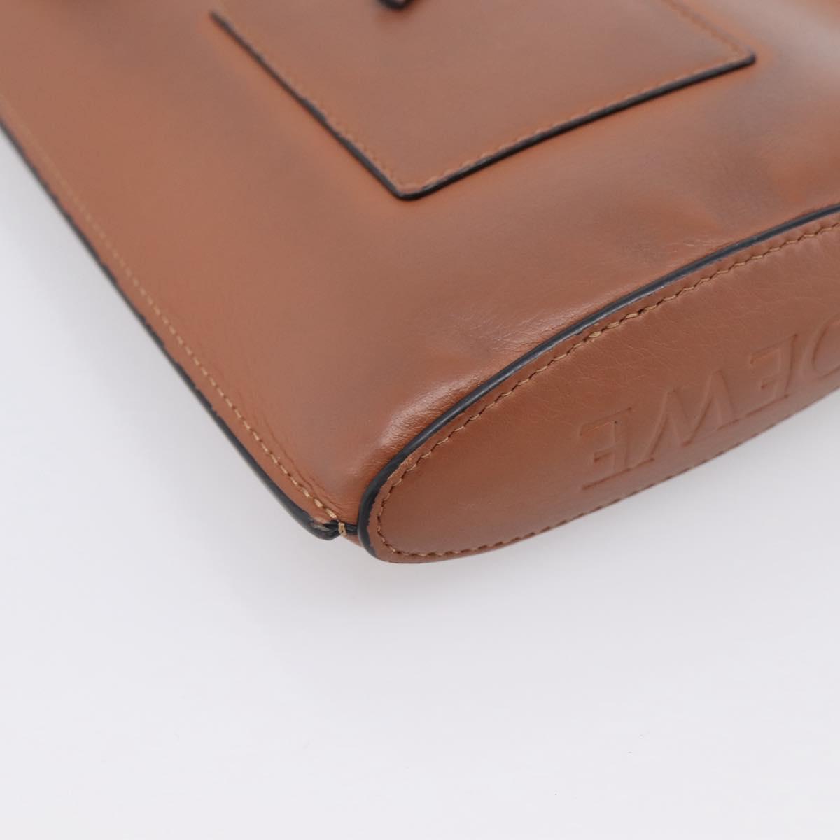 LOEWE Dice Pocket Shoulder Pouch Leather Brown Auth ka5746