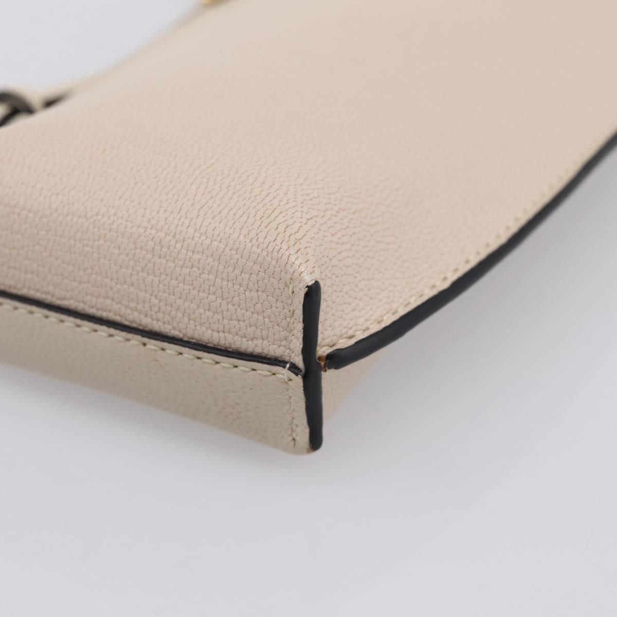 LOEWE Shoulder Pouch Gate Pocket Shoulder Bag Leather Ivory Gold Auth ka5747V