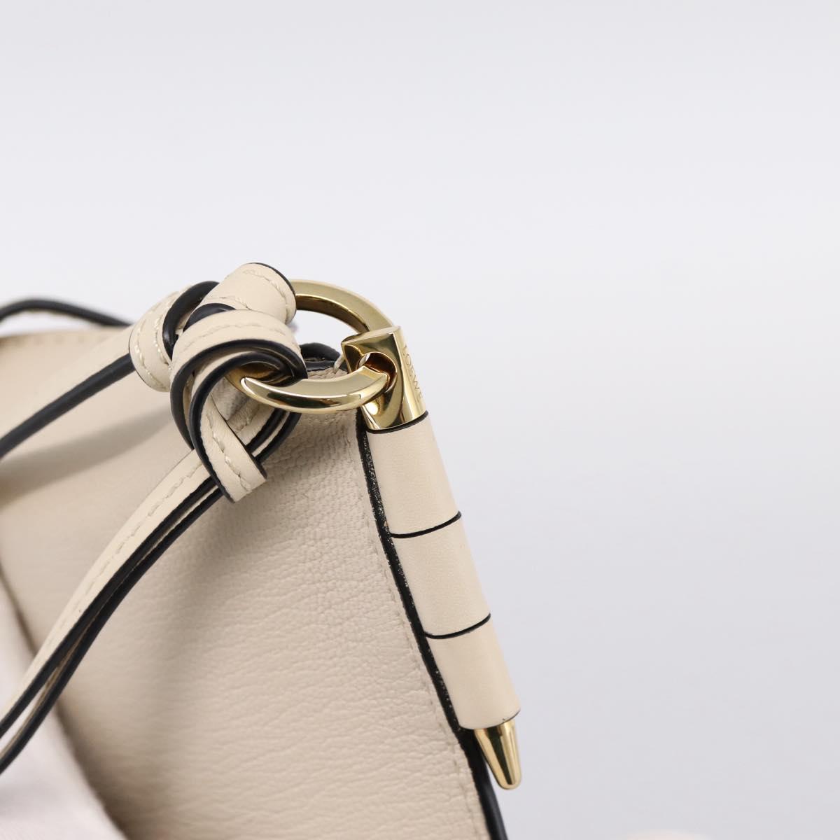 LOEWE Shoulder Pouch Gate Pocket Shoulder Bag Leather Ivory Gold Auth ka5747V