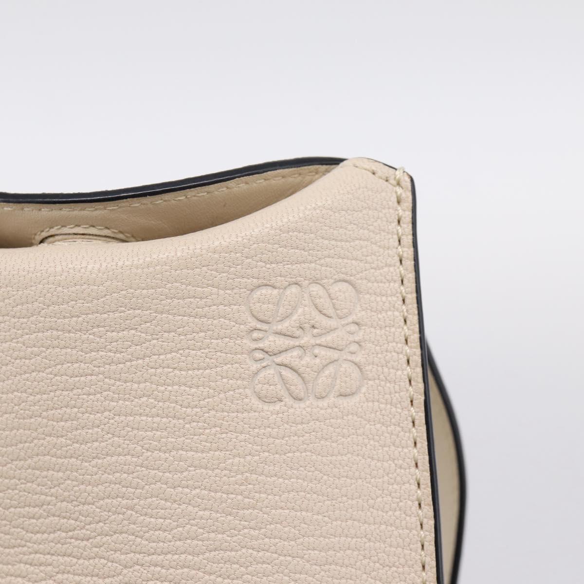 LOEWE Shoulder Pouch Gate Pocket Shoulder Bag Leather Ivory Gold Auth ka5747V