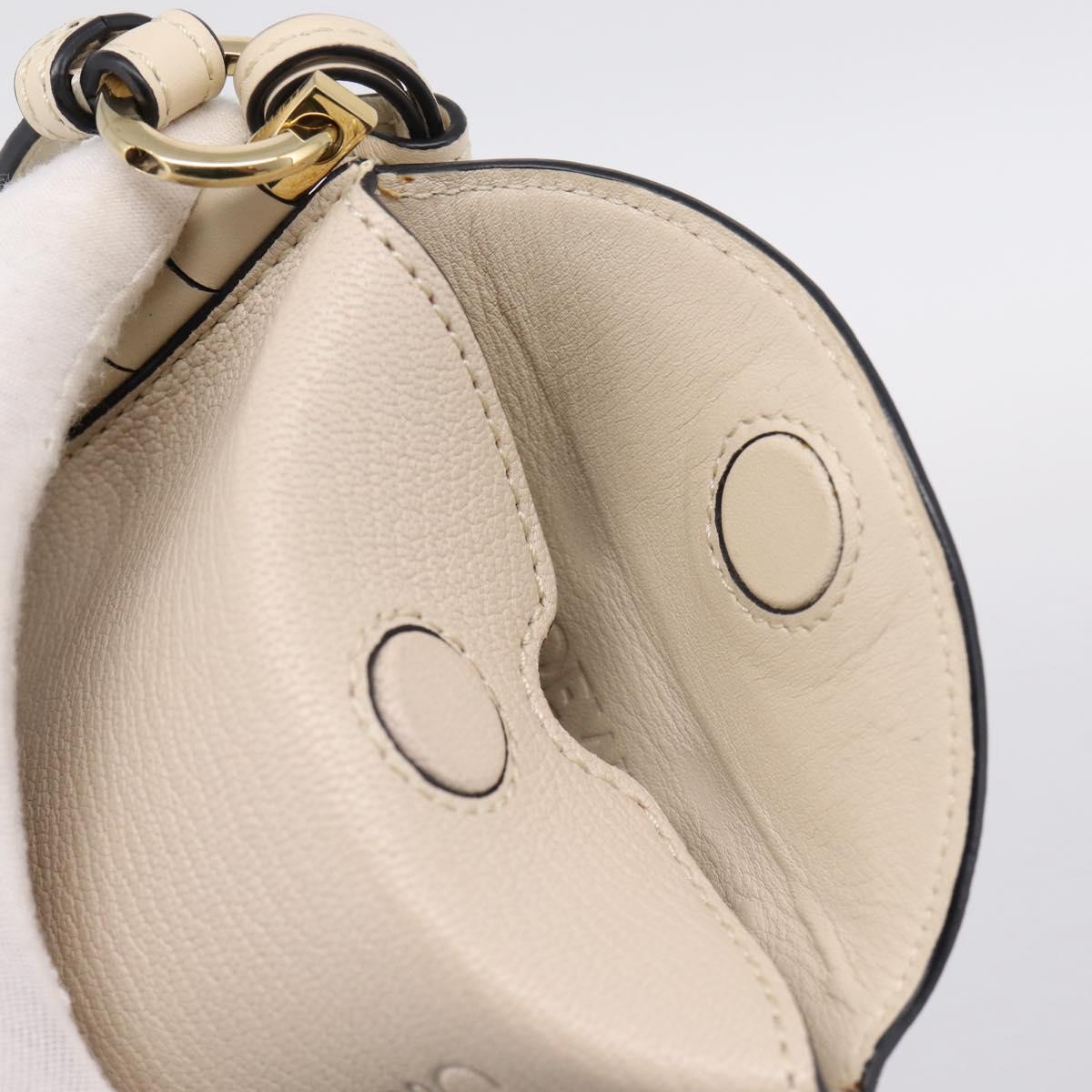 LOEWE Shoulder Pouch Gate Pocket Shoulder Bag Leather Ivory Gold Auth ka5747V