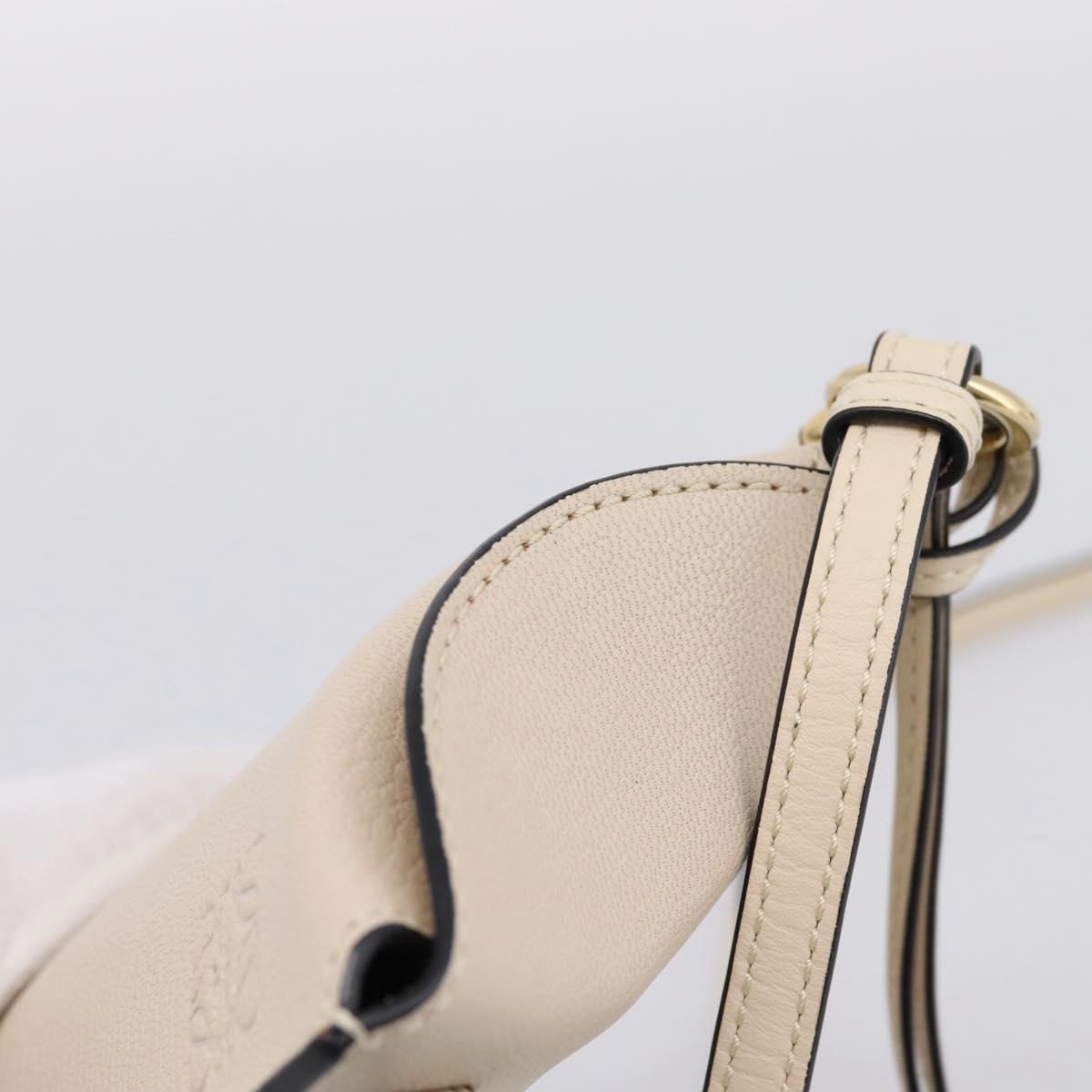 LOEWE Shoulder Pouch Gate Pocket Shoulder Bag Leather Ivory Gold Auth ka5747V