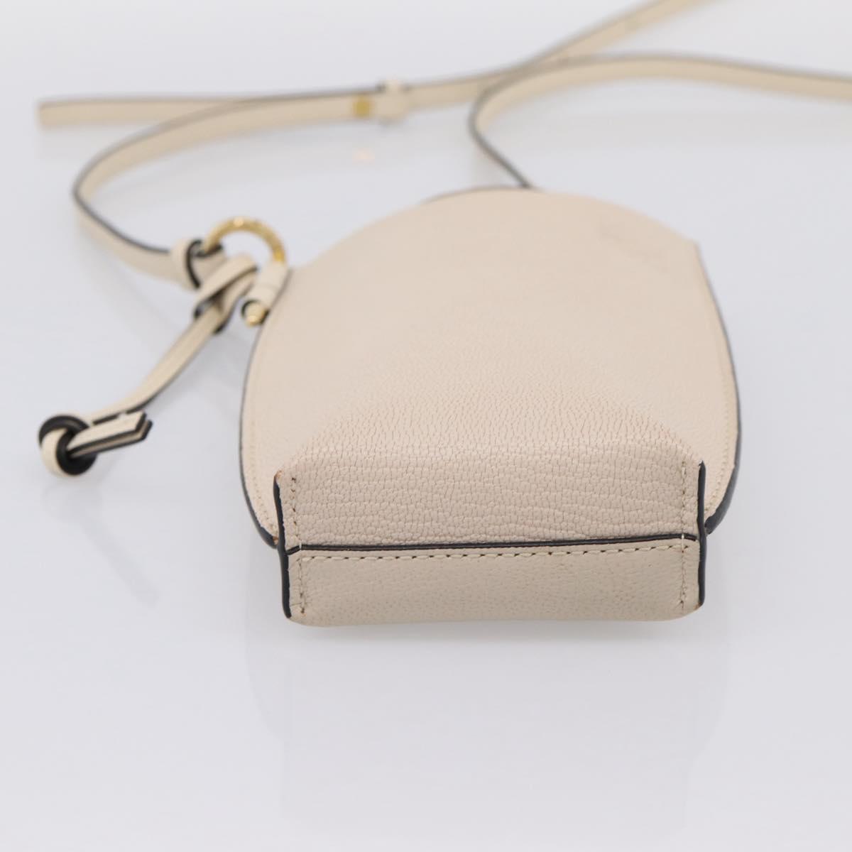 LOEWE Shoulder Pouch Gate Pocket Shoulder Bag Leather Ivory Gold Auth ka5747V