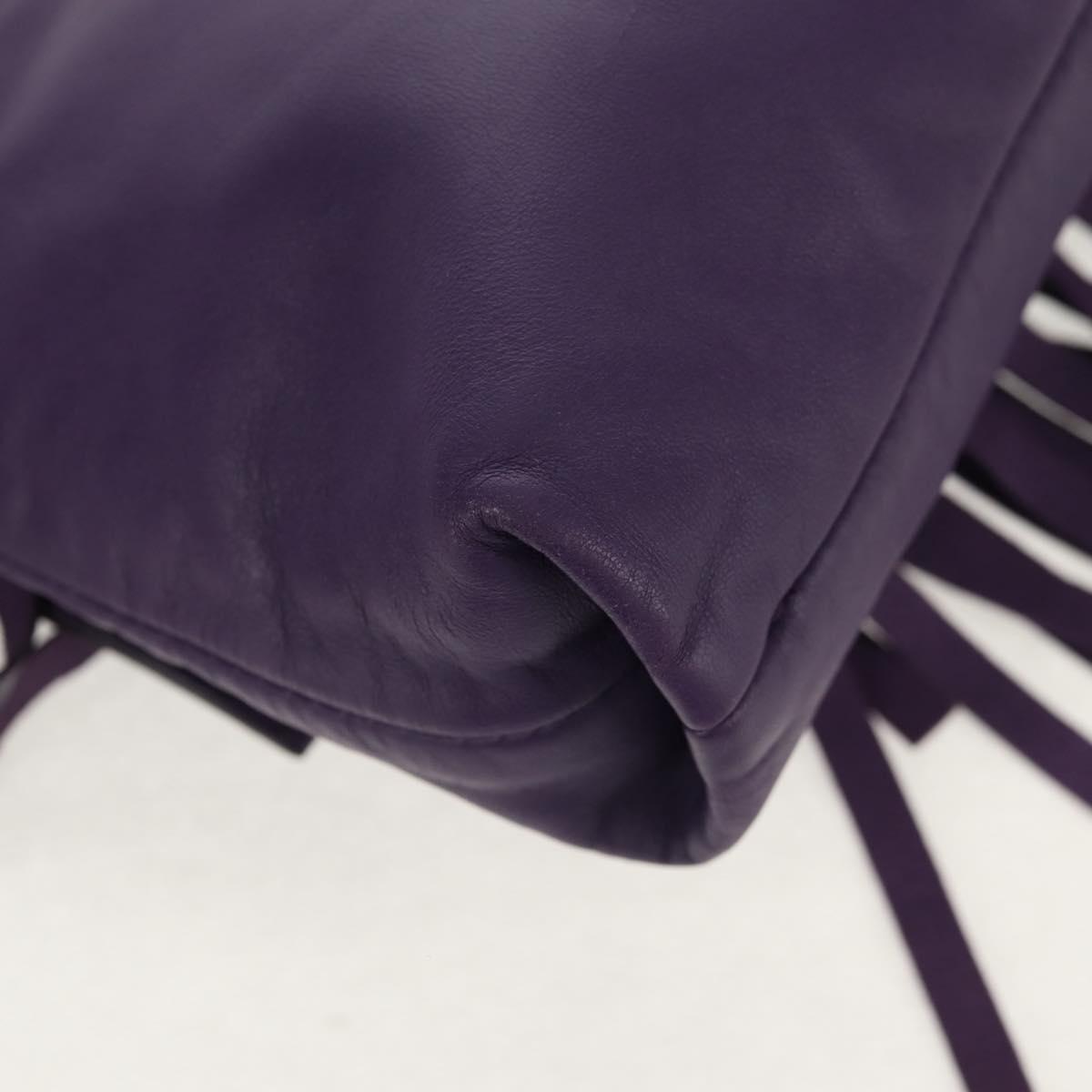 PRADA Shoulder Bag Leather Purple Silver Auth ka574V