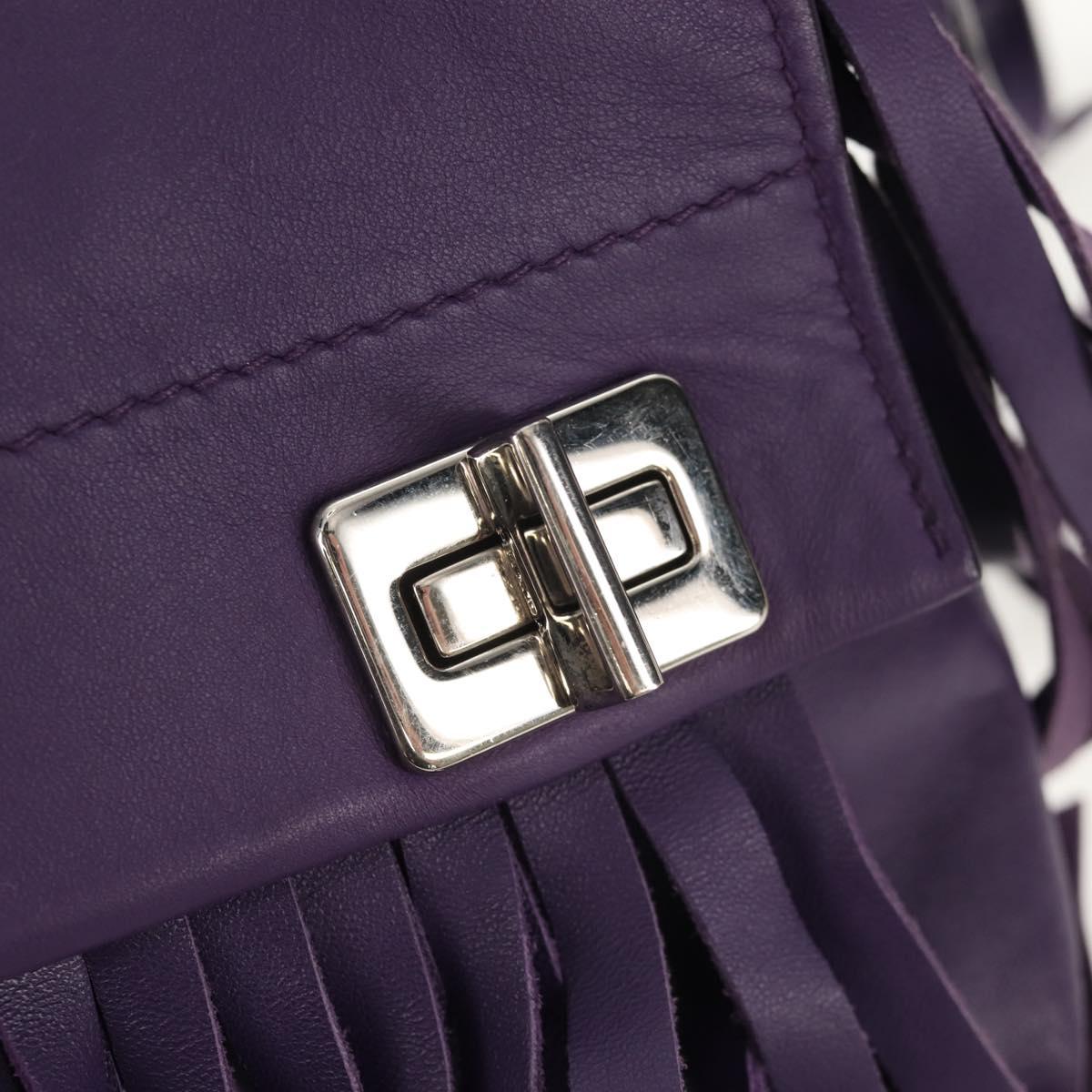 PRADA Shoulder Bag Leather Purple Silver Auth ka574V