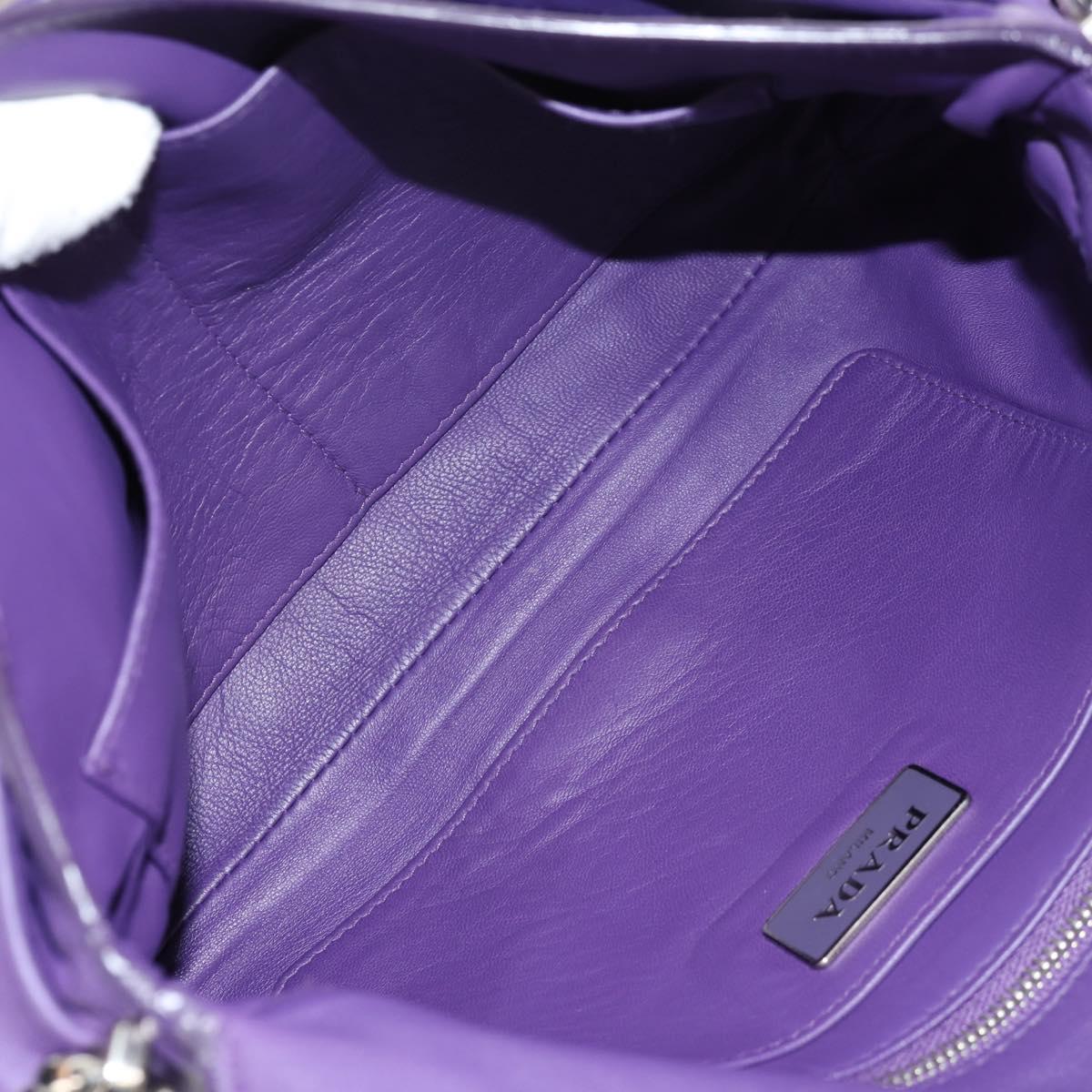 PRADA Shoulder Bag Leather Purple Silver Auth ka574V