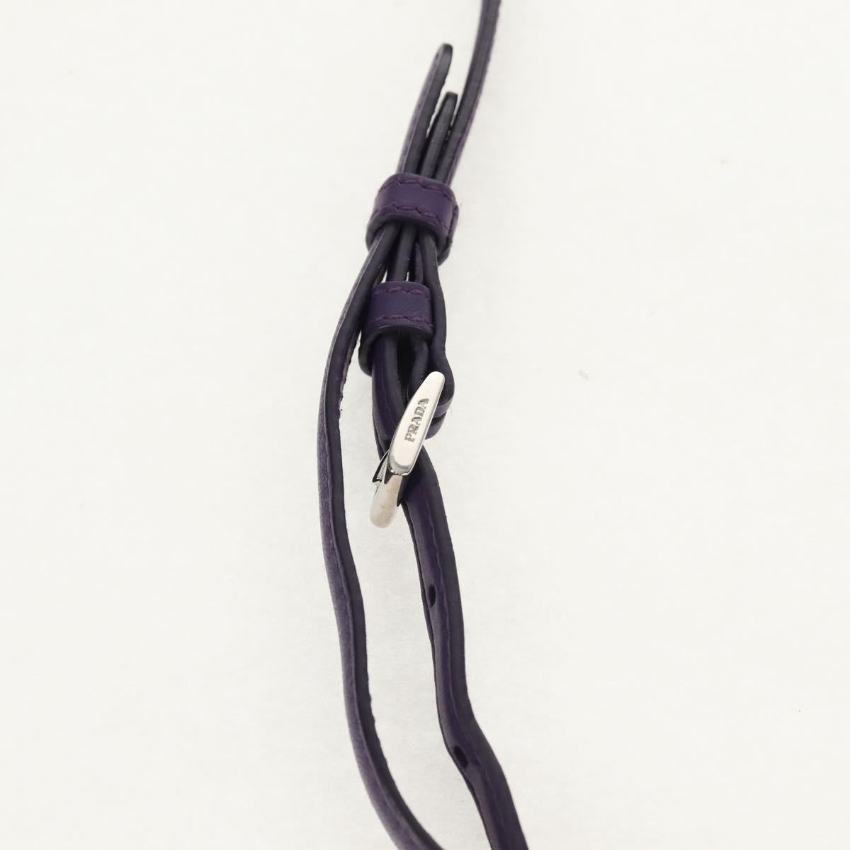 PRADA Shoulder Bag Leather Purple Silver Auth ka574V