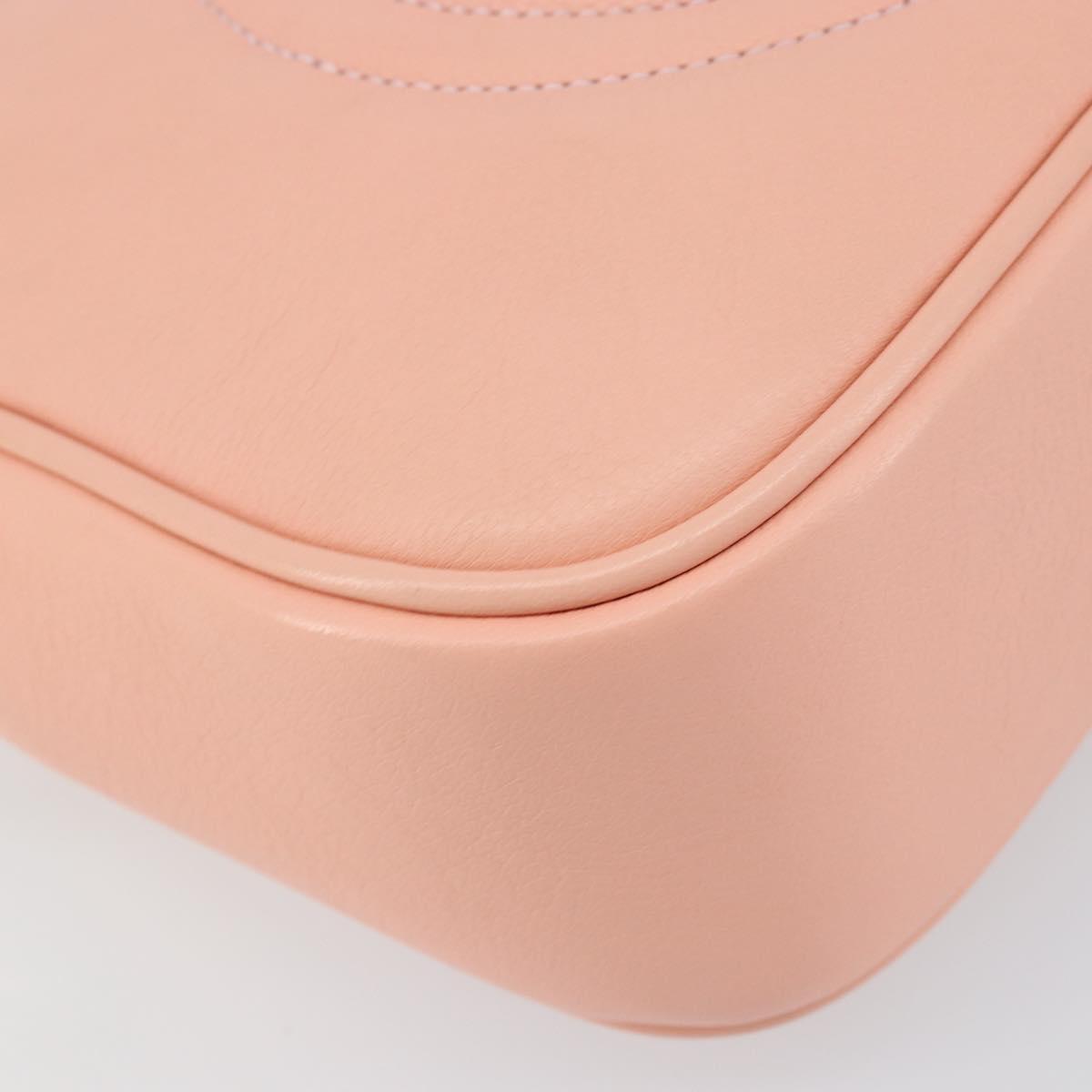 VALENTINO Shoulder Bag Leather Pink Silver Auth ka575