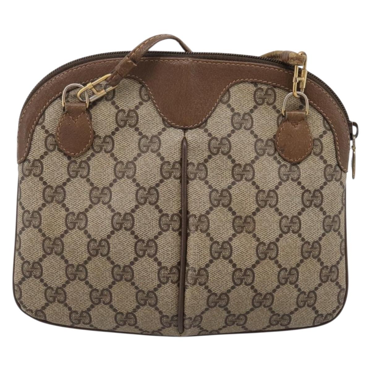 GUCCI GG Supreme Web Sherry Line Bag PVC Beige Gold 904 02 047 Auth ka5750