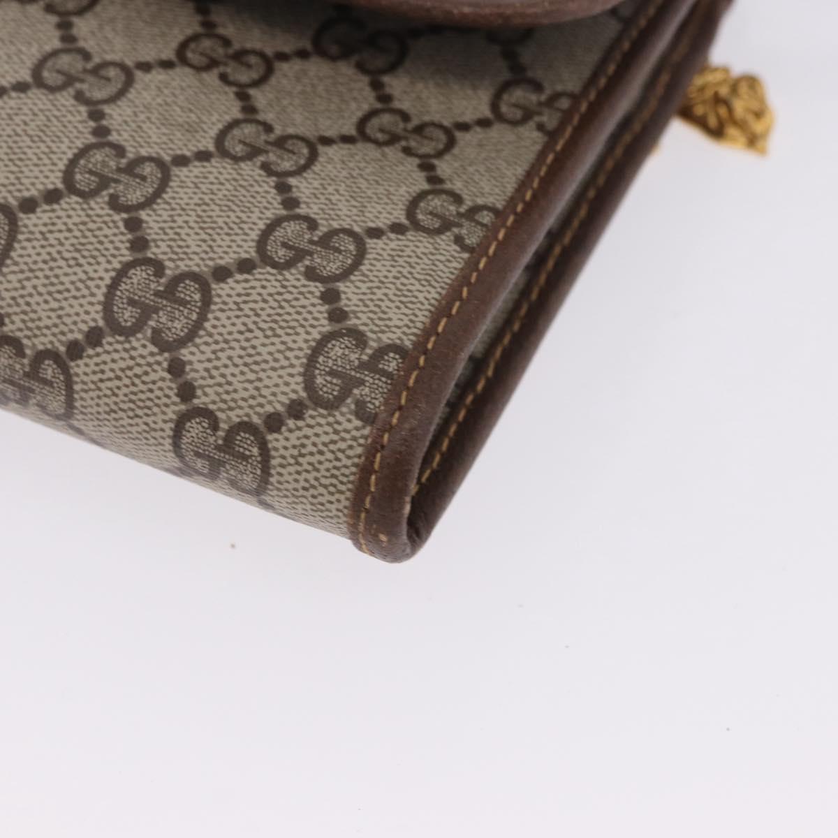 GUCCI GG Supreme Shoulder Bag PVC Beige Gold Auth ka5761