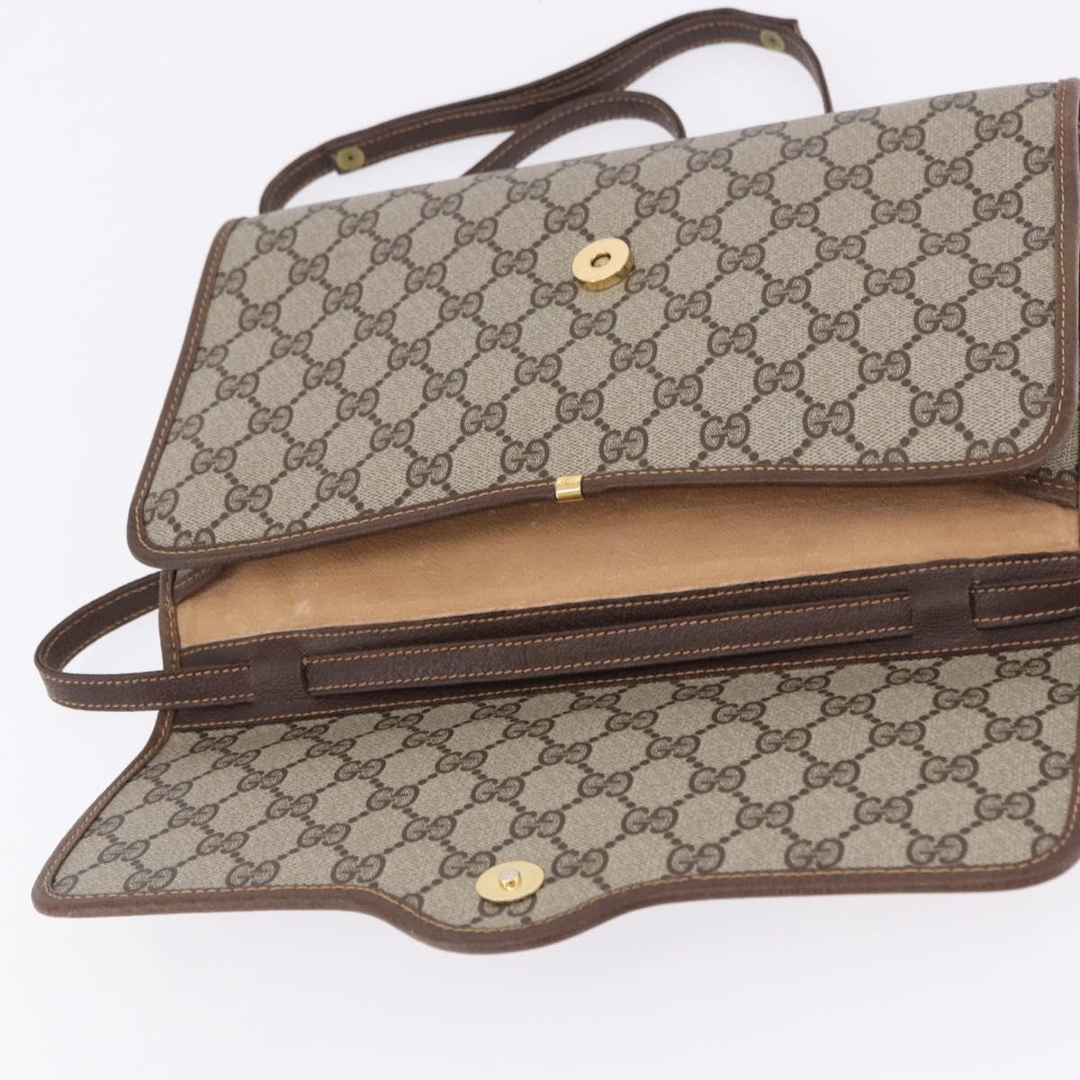 GUCCI GG Supreme Shoulder Bag PVC Beige Gold Auth ka5761