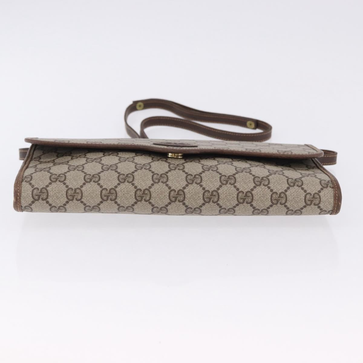GUCCI GG Supreme Shoulder Bag PVC Beige Gold Auth ka5761