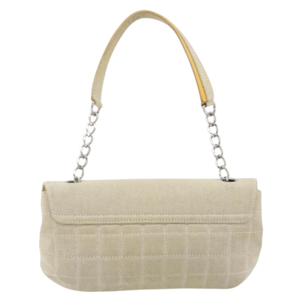CHANEL No. 5 Camellia COCO Mark Chain Bag Canvas Beige Silver CC Auth ka5765A