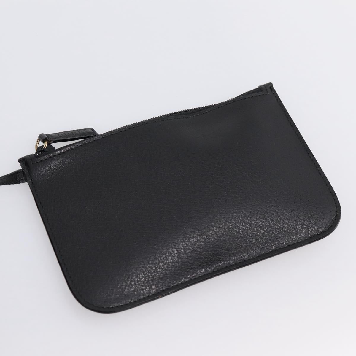 GUCCI Bamboo Shoulder Bag Leather Black Gold 001 1013 1881 Auth ka5766