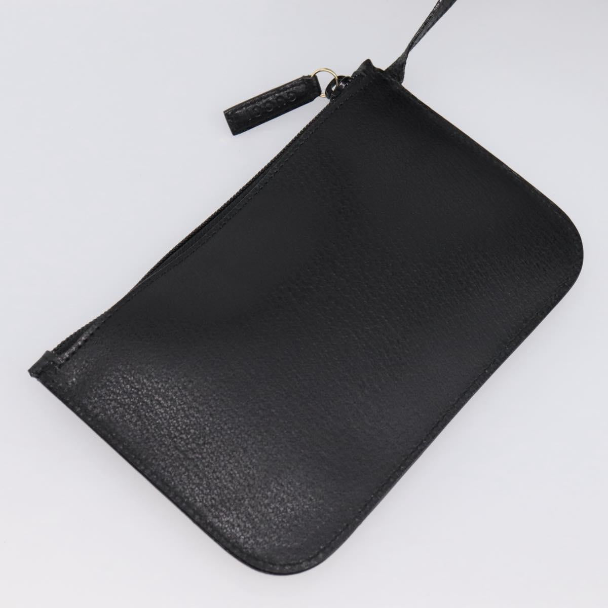 GUCCI Bamboo Shoulder Bag Leather Black Gold 001 1013 1881 Auth ka5766