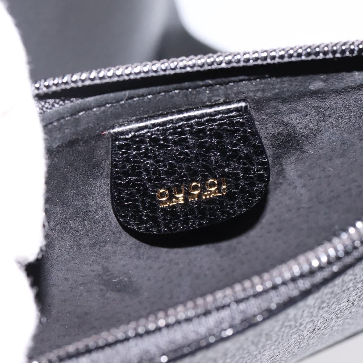GUCCI Bamboo Shoulder Bag Leather Black Gold 001 1013 1881 Auth ka5766