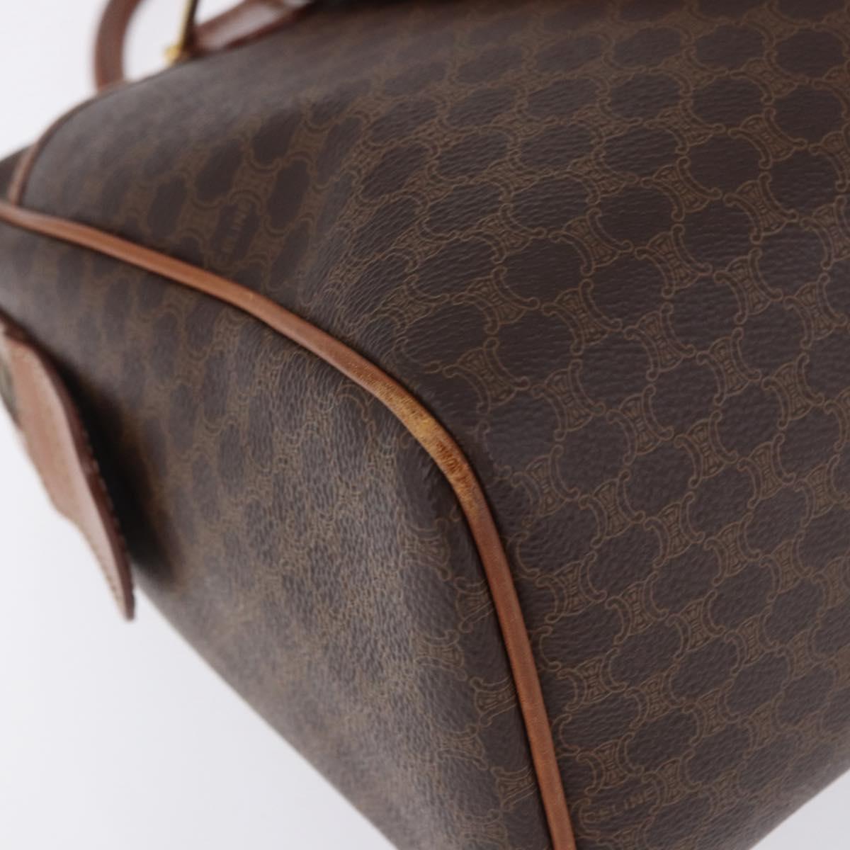 CELINE Macadam Canvas Hand Bag PVC Leather Brown Gold Auth ka5768A