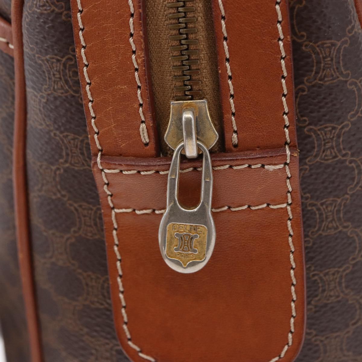 CELINE Macadam Canvas Hand Bag PVC Leather Brown Gold Auth ka5768A