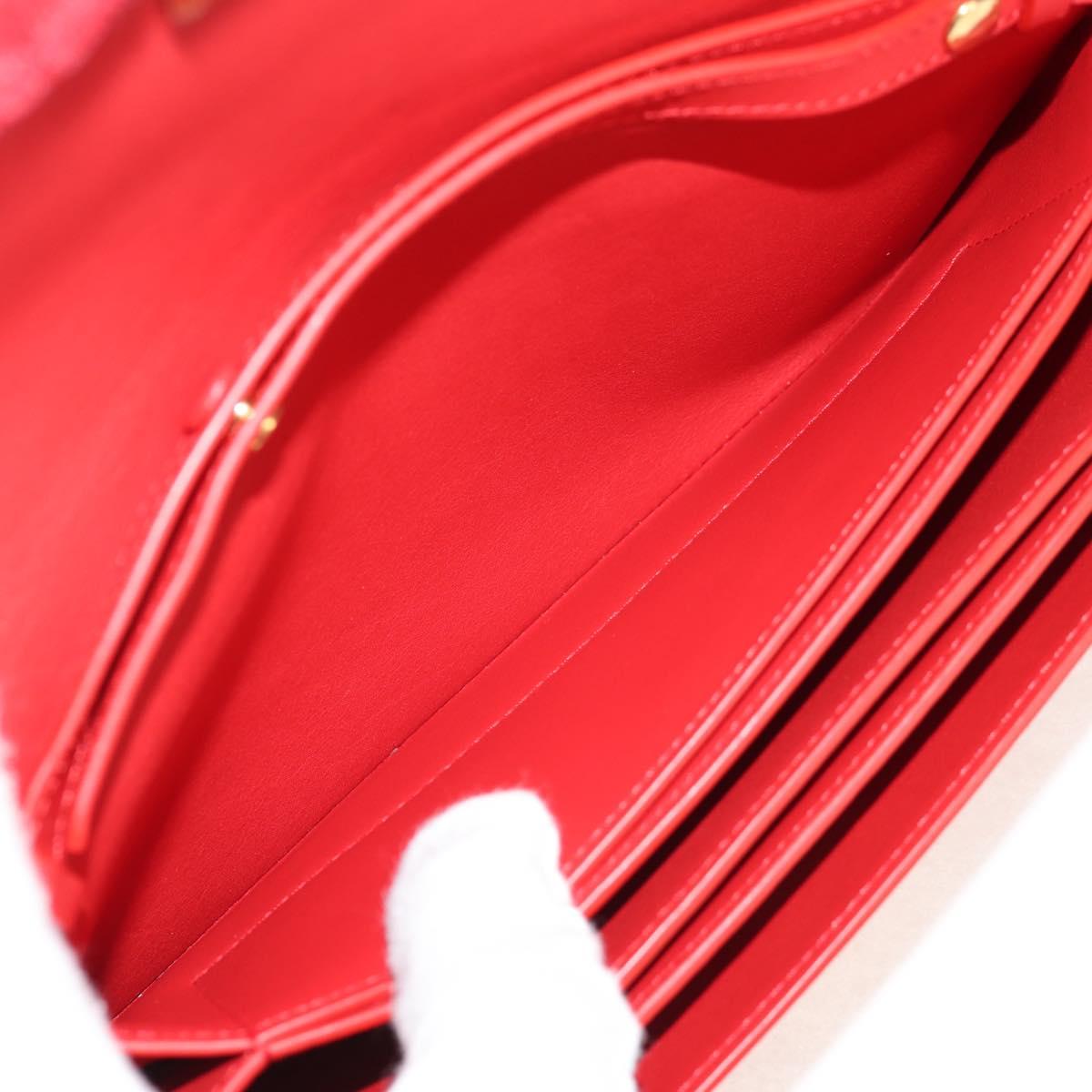 LOEWE Chain Goya Shoulder Bag Leather Red Gold Auth ka576M