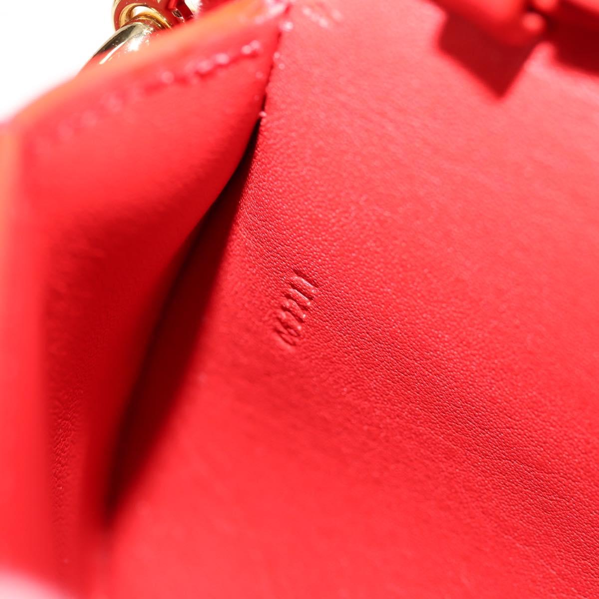 LOEWE Chain Goya Shoulder Bag Leather Red Gold Auth ka576M
