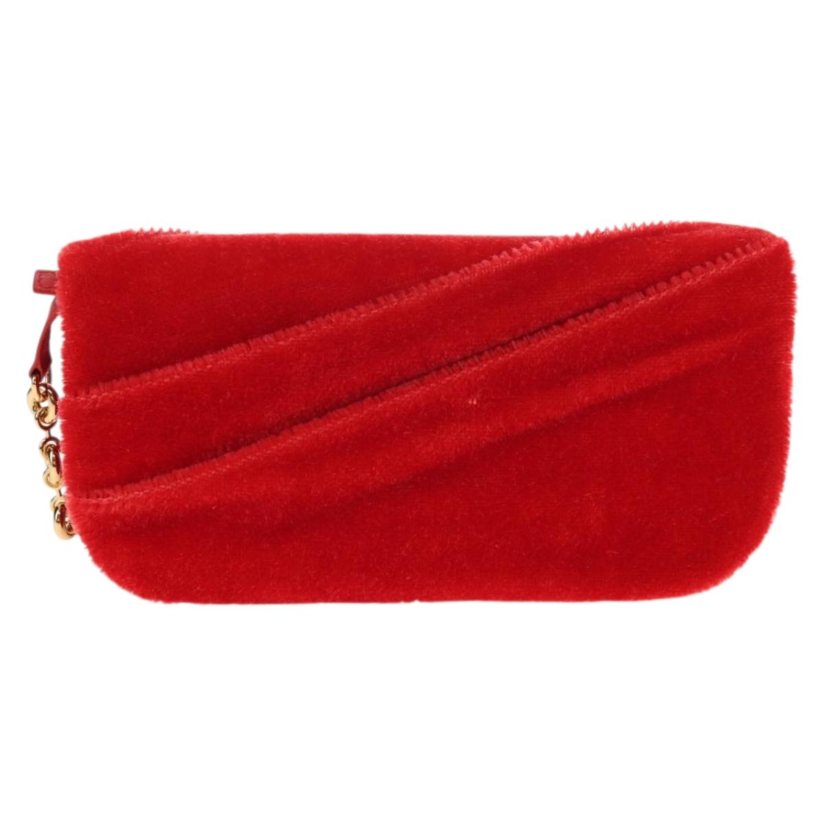 LOEWE Chain Goya Shoulder Bag Leather Red Gold Auth ka576M