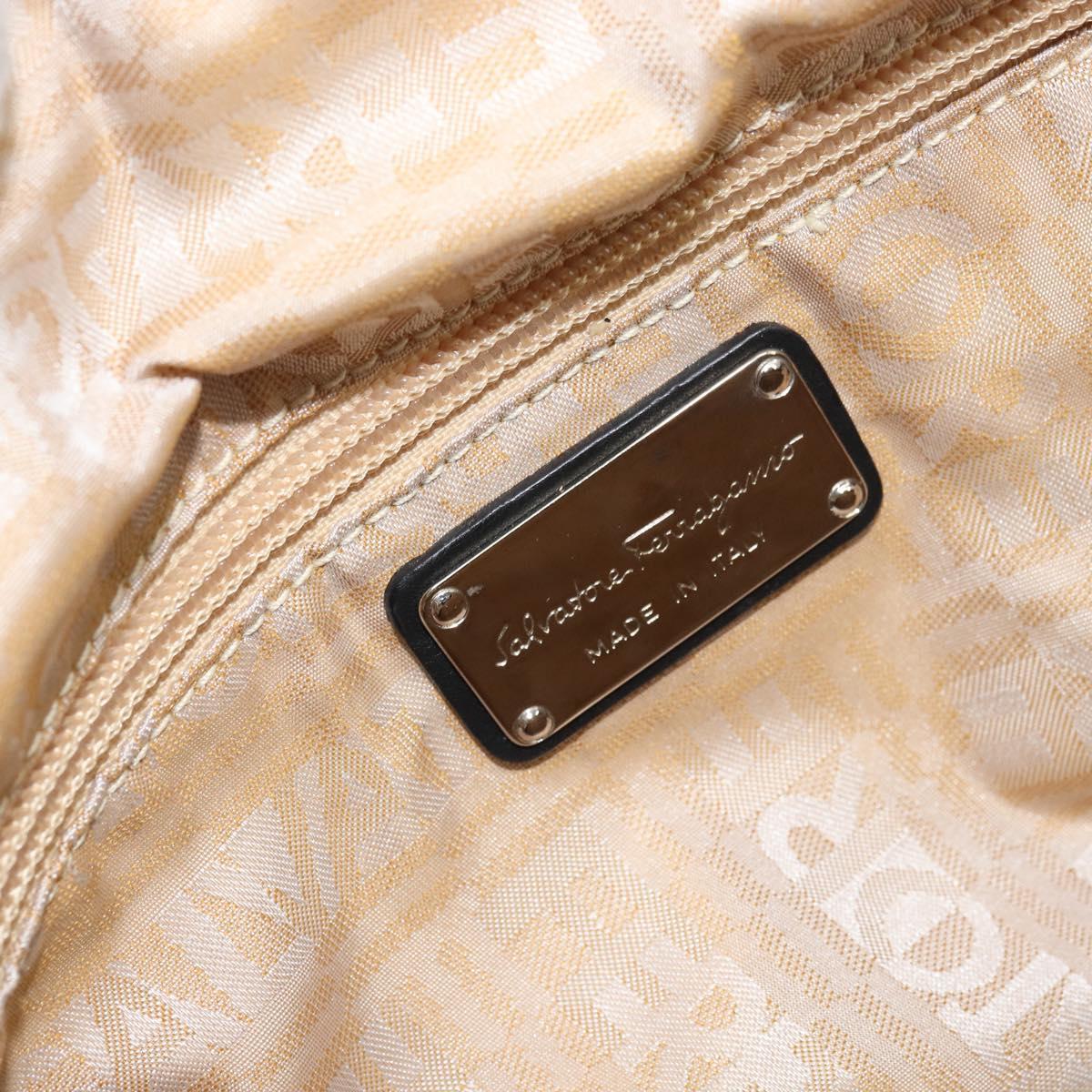 Salvatore Ferragamo Hand Bag Nylon Black Silver Auth ka577