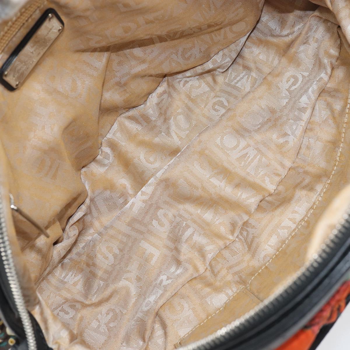 Salvatore Ferragamo Hand Bag Nylon Black Silver Auth ka577