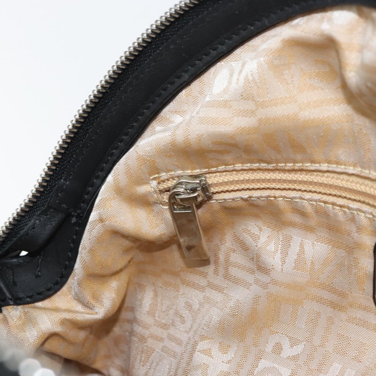 Salvatore Ferragamo Hand Bag Nylon Black Silver Auth ka577